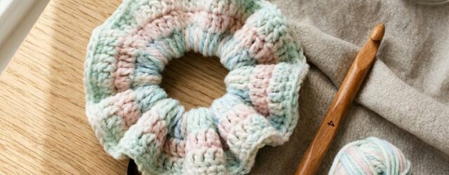 háčkovaná gumička do vlasů